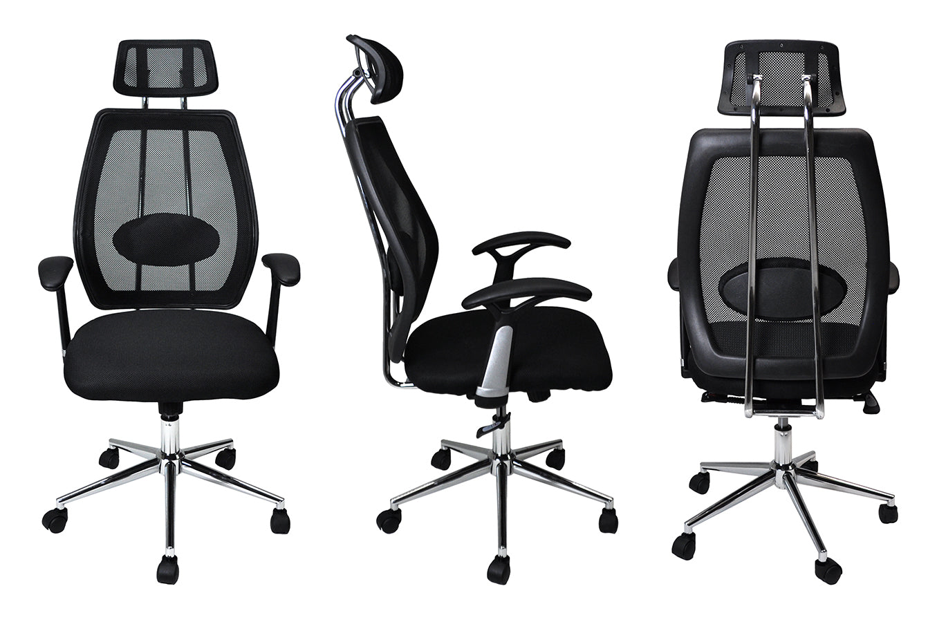 Sedia da ufficio presidenziale, poltrona operativa in tessuto nero SUP-10TFI