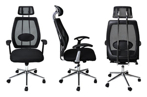 Sedia da ufficio presidenziale, poltrona operativa in tessuto nero SUP-10TFI