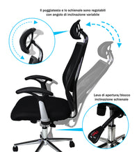 Sedia da ufficio presidenziale, poltrona operativa in tessuto nero SUP-10TFI