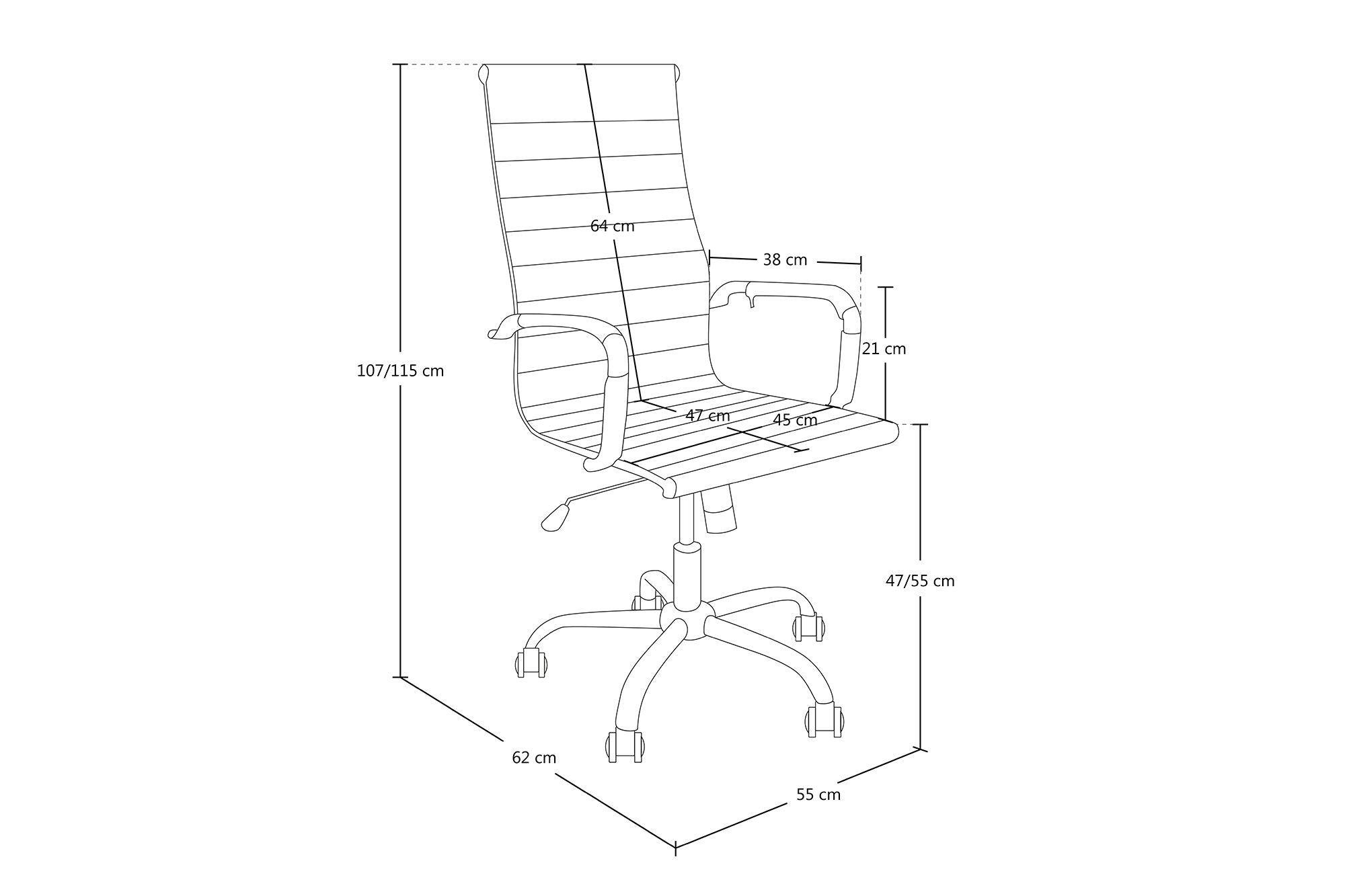 Sedia da ufficio girevole, poltrona presidenziale Torino in ecopelle nera SUP-10ETO