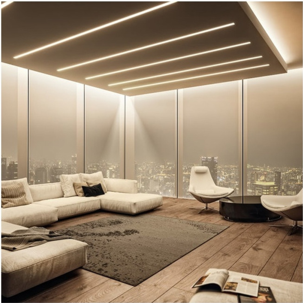 Profilo in alluminio per striscia led grigio lunghezza 2 metri