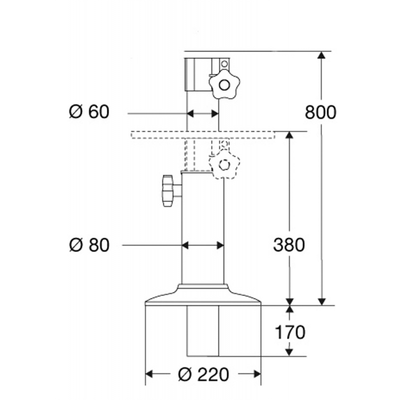 SUPPORTO TELESCOPICO MM.380/800