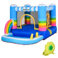 Castello Gonfiabile per Bambini con Trampolino e Piscina, Pompa Elettrica Inclusa 280x170x155cm, Multicolore