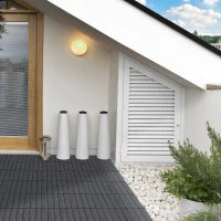 Set 11 Piastrelle per Esterni ad Incastro Antiscivolo in HDPE Riciclato, 30x30x2.2 cm, Grigio
