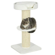 Albero per Gatti 91cm Giochi con Letto per Gatti, Piattaforma in Lana d'Agnello Crema
