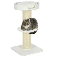 Albero per Gatti 91cm Giochi con Letto per Gatti, Piattaforma in Lana d'Agnello Crema