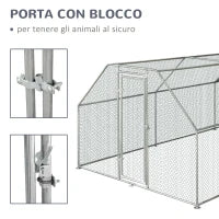PawhutRecinto Gabbia per Galline in Metallo Galvanizzato Impermeabile, Pollaio con Porta e Copertura Oxford, 280x570x195cm
