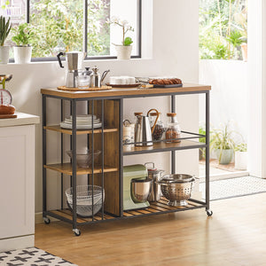 Carrello da portata con 5 ripiani Carrello laterale Carrello da cucina ripiano per microonde 110x45x92cm SVW18-F