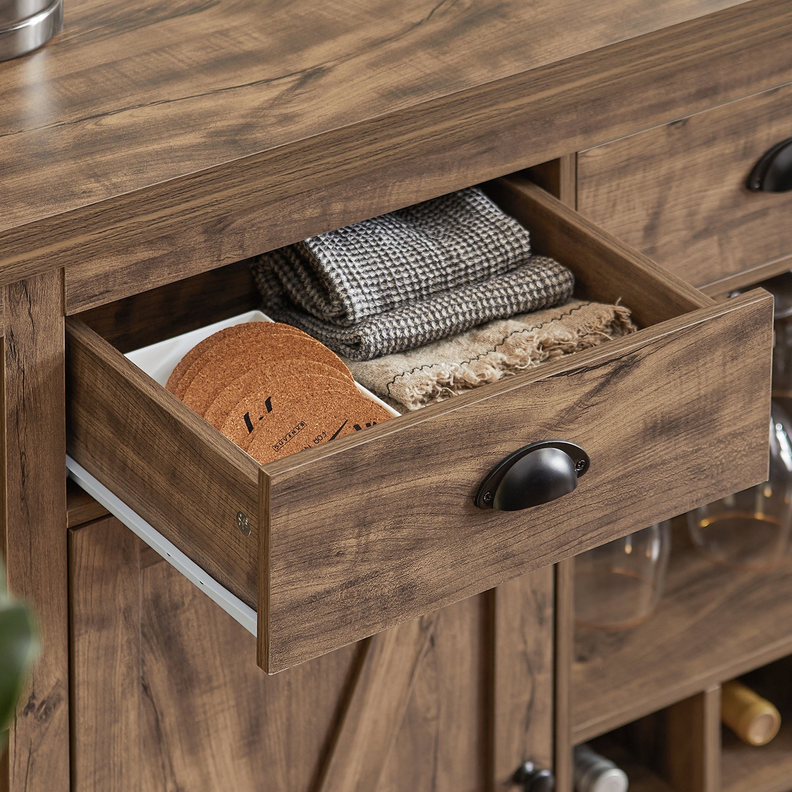 Credenza Buffet Con 3 Vani A Giorno Isola Cucina Tavolo Bar Stile Industriale Vintage 110x55x95 Cm SVW20-N SoBuy