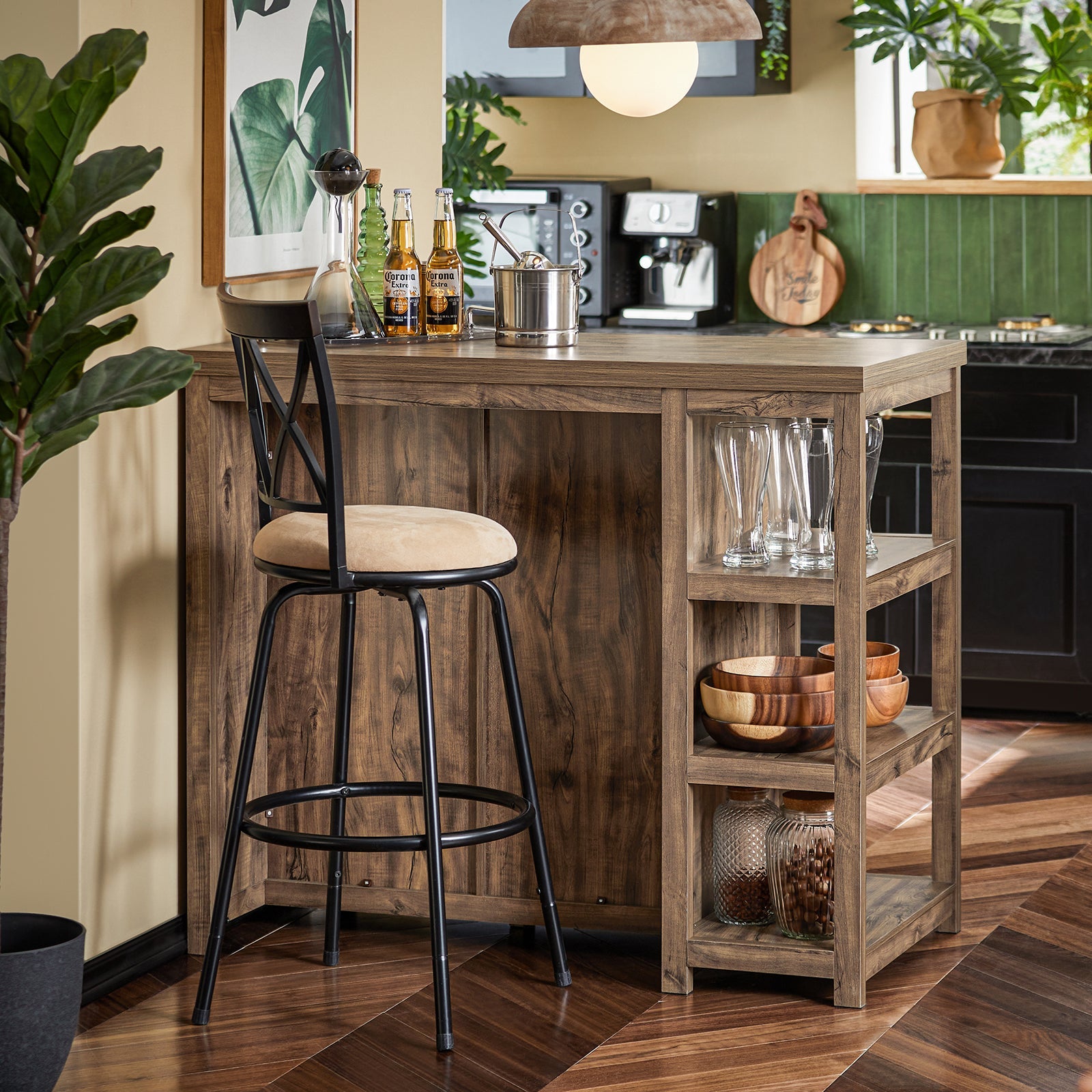 Credenza Buffet Con 3 Vani A Giorno Isola Cucina Tavolo Bar Stile Industriale Vintage 110x55x95 Cm SVW20-N SoBuy