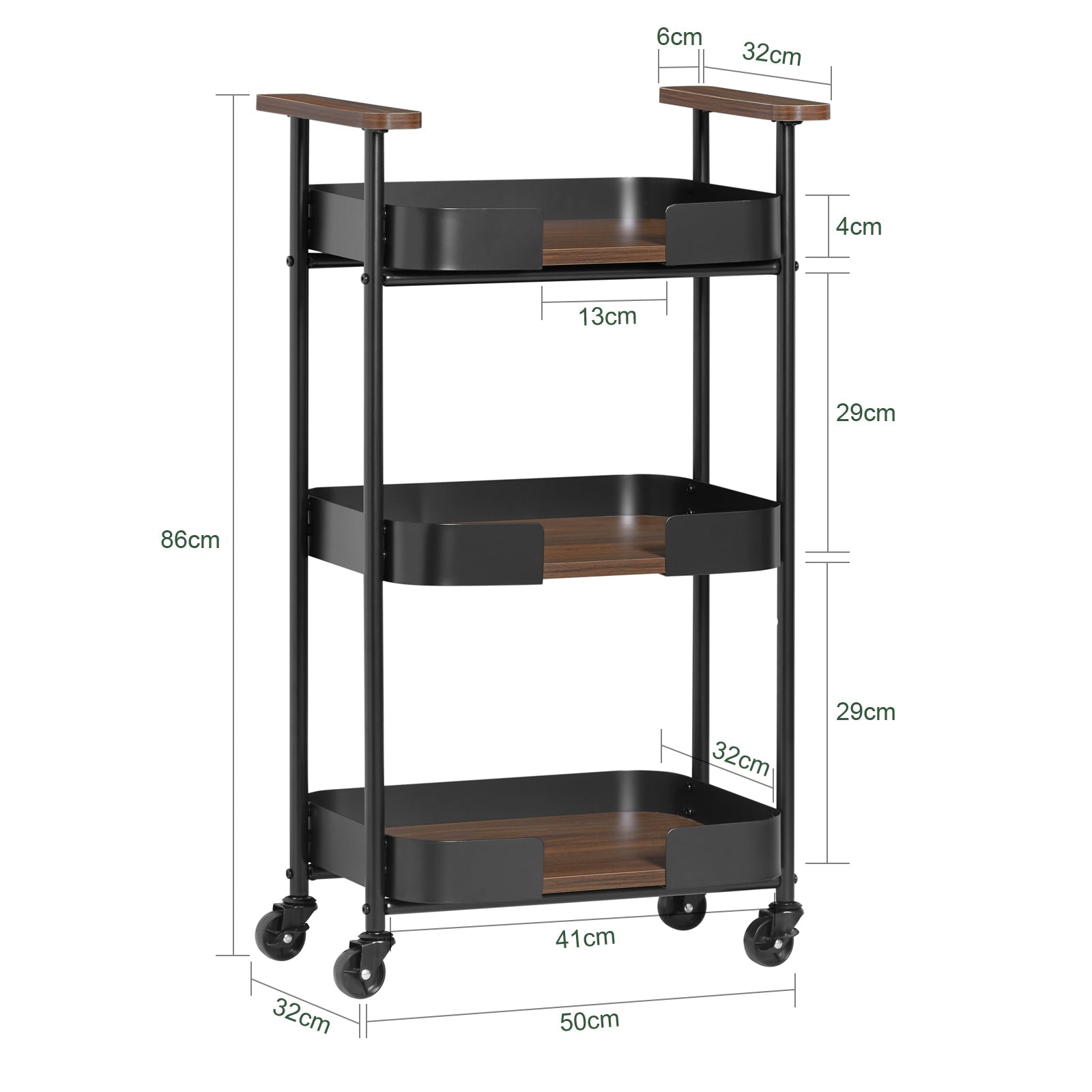 SoBuy Carrellino salvaspazio 50x32x86cm SVW23-SCH
