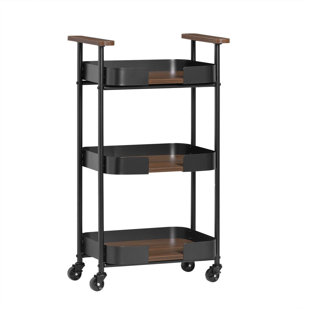 SoBuy Carrellino salvaspazio Carrello da portata a 3 ripiani Tavolino da divano Portata fino a 30 kg 50x32x86cm SVW23-SCH