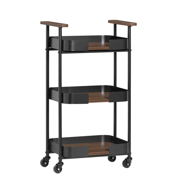 SoBuy Carrellino salvaspazio Carrello da portata a 3 ripiani Tavolino da divano Portata fino a 30 kg 50x32x86cm SVW23-SCH