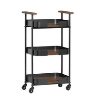 SoBuy Carrellino salvaspazio Carrello da portata a 3 ripiani Tavolino da divano Portata fino a 30 kg 50x32x86cm SVW23-SCH