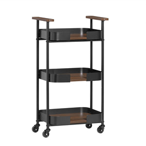 SoBuy Carrellino salvaspazio Carrello da portata a 3 ripiani Tavolino da divano Portata fino a 30 kg 50x32x86cm SVW23-SCH