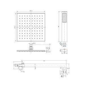 Set per doccia soffione quadro in acciaio inox 25x25 millimetri color oro rosa *** finitura- oro rosa, confezione 1