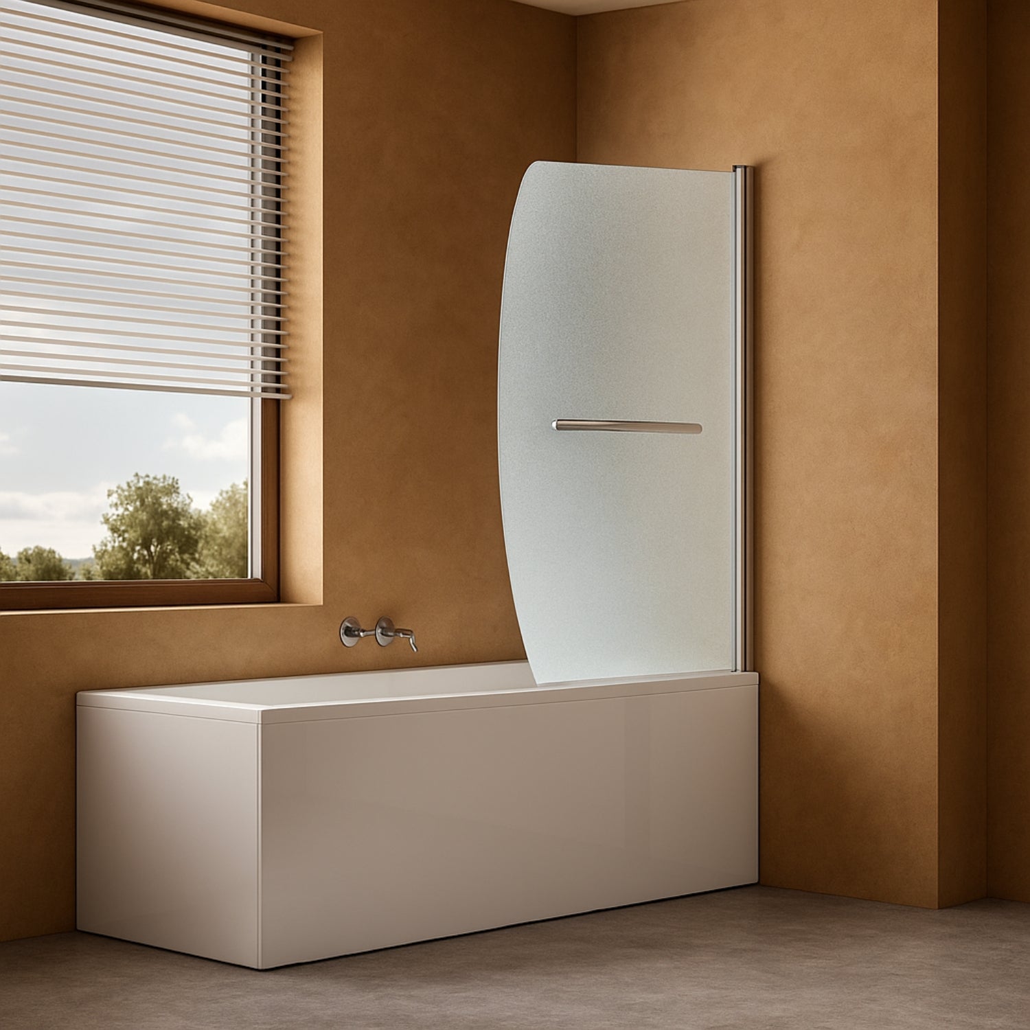 Parete sopra vasca anta singola vetro temperato 140x90cm orientabile 180 gradi *** tipo di cristallo stampato, confez...