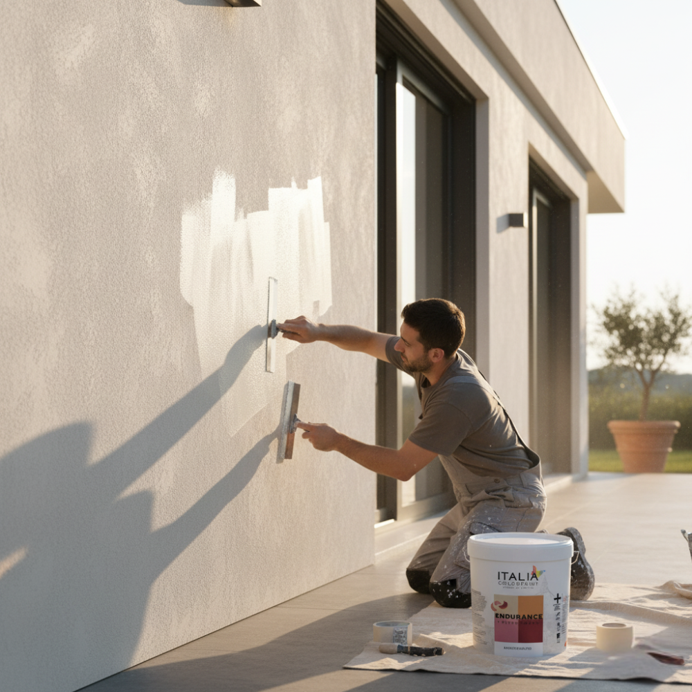 Rivestimento spatolato acrilsilossanico medio per facciate esterne *** formato 8 kg, confezione 1