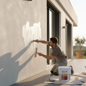Rivestimento spatolato acrilsilossanico medio per facciate esterne *** formato 8 kg, confezione 1