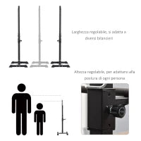 Set di 2 Rack Supporto per Bilanciere in Acciaio, Altezza Regolabile su 12 Livelli, 50x49x124-154cm, Nero