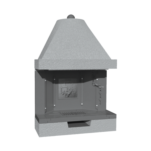 Camino a legna prefabbricato in ghisa con focolare aperto su due lati m100tghj2l