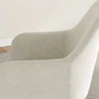 Set 2 Sedie da Pranzo Nordiche Imbottite con Braccioli Ricurvi in Tessuto Effetto Velluto, 54x57x80 cm, Crema