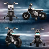 Moto Elettrica per Bambini 3-5 Anni in PP e Metallo con Rotelle, Clacson e Musica, 86x44x58 cm, Bianca e Nera