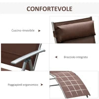 Sdraio da Giardino Pieghevole con Cuscino, Schienale con 7 Reclinazioni, 137x63.5x100.5cm, Marrone