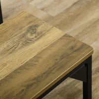 Set Tavolo da Pranzo e 2 Panche, Struttura in Acciaio, 4 Persone, per Cucina, Sala da Pranzo, Salotto, Naturale e Nero