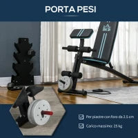 Panca Multifunzione Pieghevole con Schienale Regolabile a 7 Livelli, Leg Extension, Cuscinetto ed Elastici, Blu