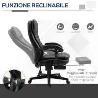Sedia da Ufficio Massaggiante in Similpelle con Presa USB, 64x69x107-115cm, Nero
