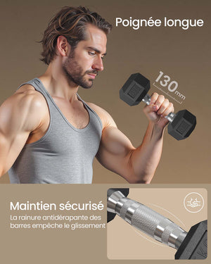 Set di manubri Set di 2 manubri esagonali da 5 kg adatti per l'allenamento di bodybuilding e sollevamento pesi in palestra a casa 12_0005409