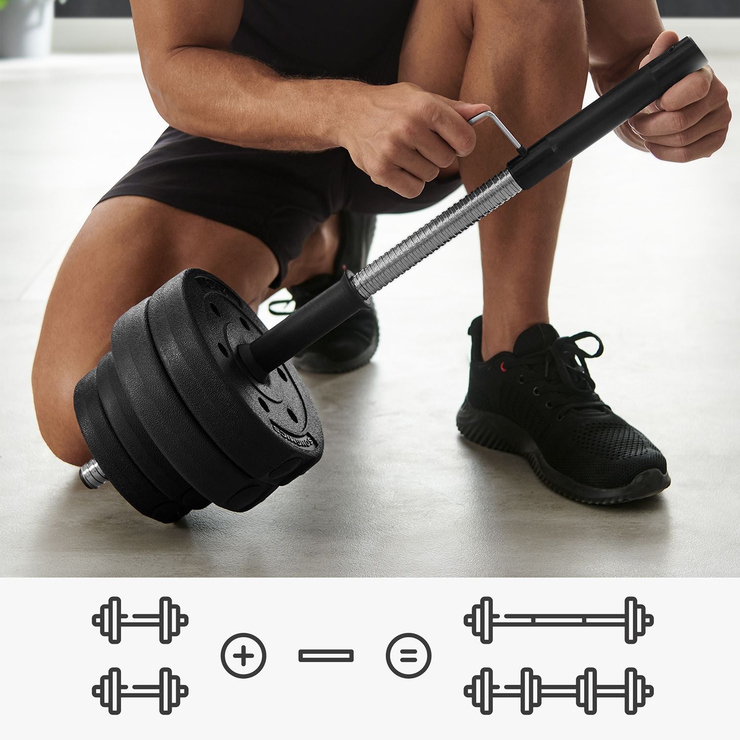 Set di manubri con peso regolabile con barra di estensione aggiuntiva 20 kg 30 kg bodybuilding 12_0006117