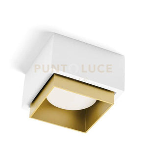 SYME lampada da Soffitto 1 Luce attacco GX53 Quadrata ottone in gesso e alluminio l.11cm