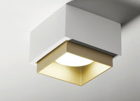 SYME lampada da Soffitto 1 Luce attacco GX53 Quadrata ottone in gesso e alluminio l.11cm