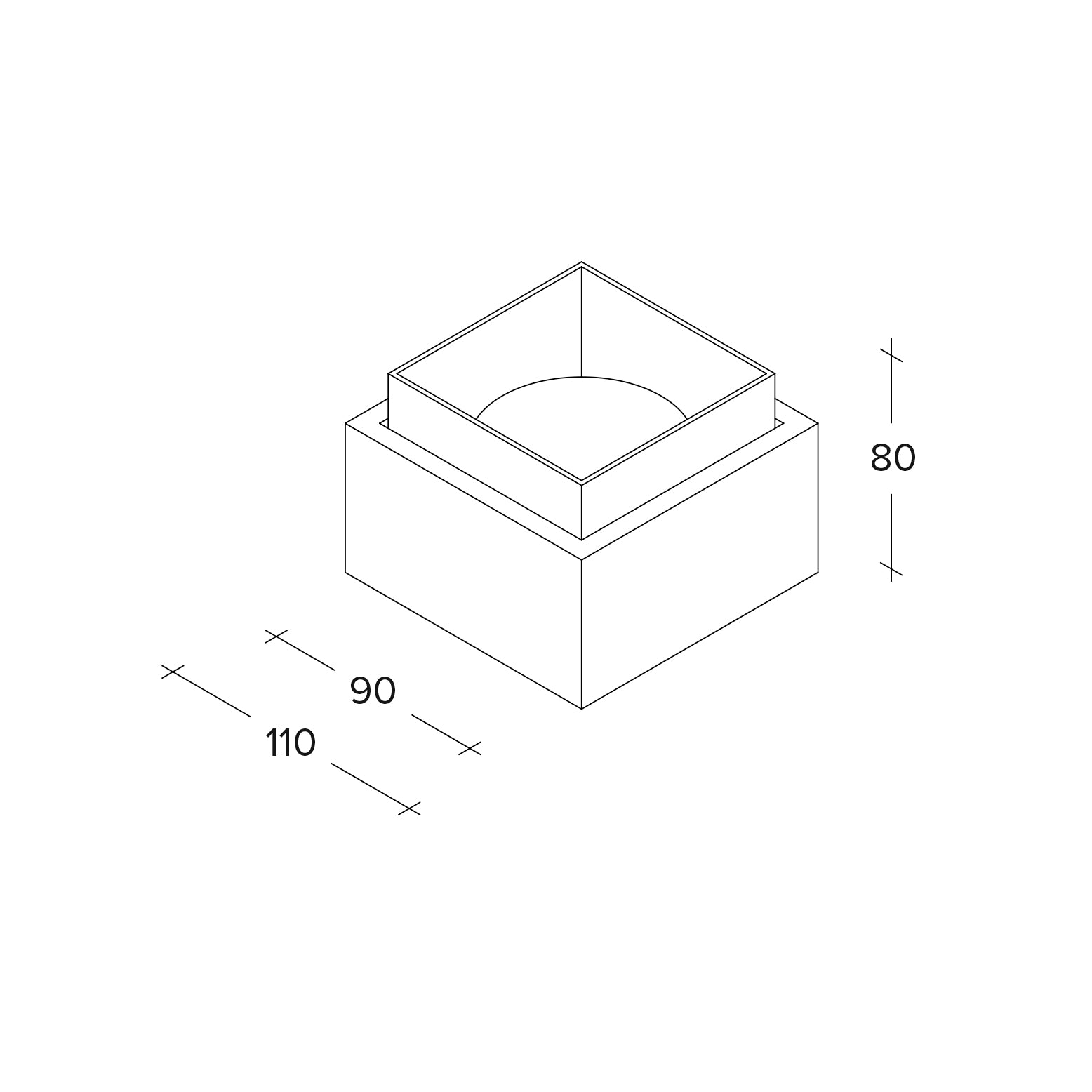 SYME lampada da Soffitto 1 Luce attacco GX53 Quadrata ottone in gesso e alluminio l.11cm