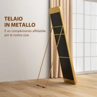Specchio da Terra 40x160cm Rettangolare a Figura Intera con Cavalletto Autoportante, Oro