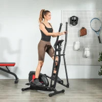 Cyclette Ellittica per la Casa Ultra Silenziosa, Magnetica 8 Livelli Resistenza, Schermo LED, Sensore Battito Cardiaco, Nero