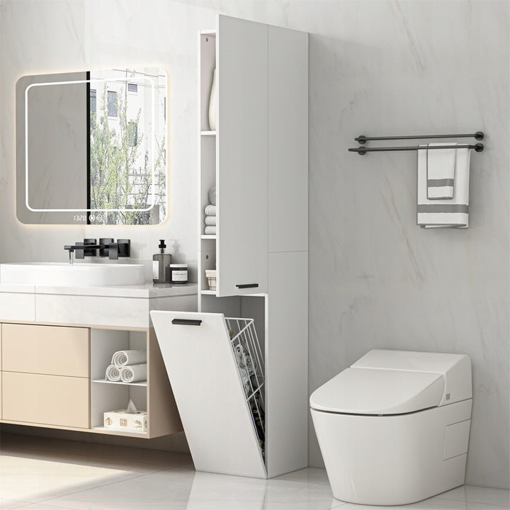 Mobile bagno a colonna con 2 ante, bianco, alto, ripiani moderni, 174 cm
