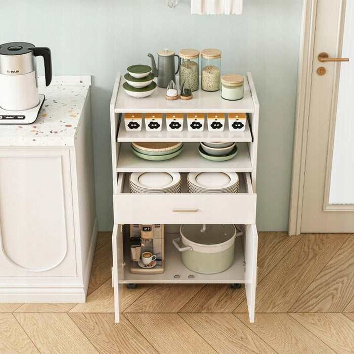 Armadio, carrello da cucina, cassettiera, tavolo, scaffale moderno mobile su ruote bianco