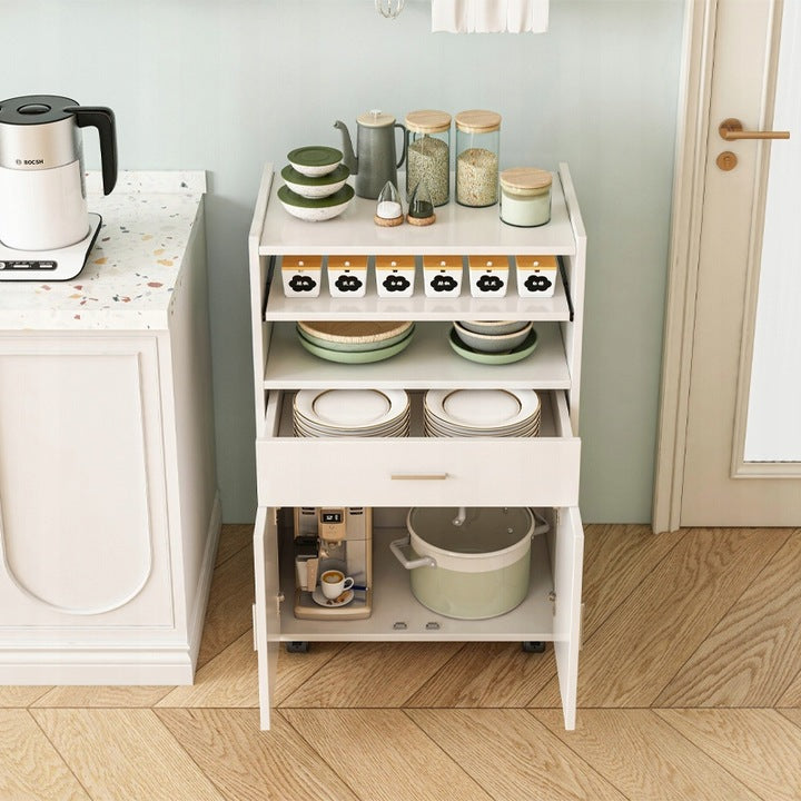 Armadio, carrello da cucina, cassettiera, tavolo, scaffale moderno mobile su ruote bianco