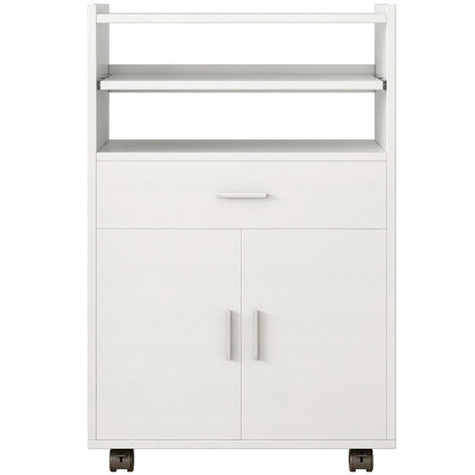 Armadio, carrello da cucina, cassettiera, tavolo, scaffale moderno mobile su ruote bianco