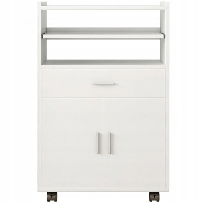 Armadio, carrello da cucina, cassettiera, tavolo, scaffale moderno mobile su ruote bianco