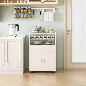 Armadio, carrello da cucina, cassettiera, tavolo, scaffale moderno mobile su ruote bianco
