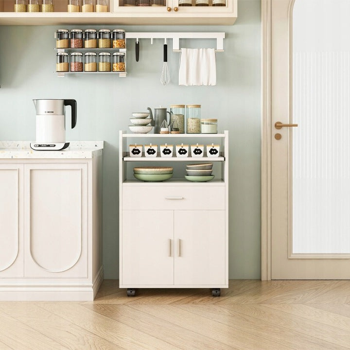 Armadio, carrello da cucina, cassettiera, tavolo, scaffale moderno mobile su ruote bianco