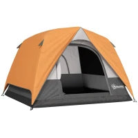 Tenda da Campeggio per 3 Persone Impermeabile con Tasca, Gancio per Lanterna e Borsa, 2x2x1.35m, Arancione