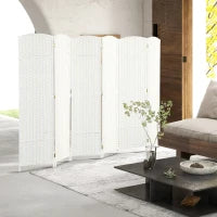 Separatore di ambienti a 6 pezzi, Schermo divisorio pieghevole, Divisore di spazio per soggiorno, camera da letto, ufficio domestico, Bianco