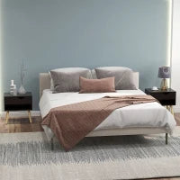 Set di 2 comodini comò con cassetti gambe in legno massiccio moderno 50 x 39 x 51 cm nero e legno naturale