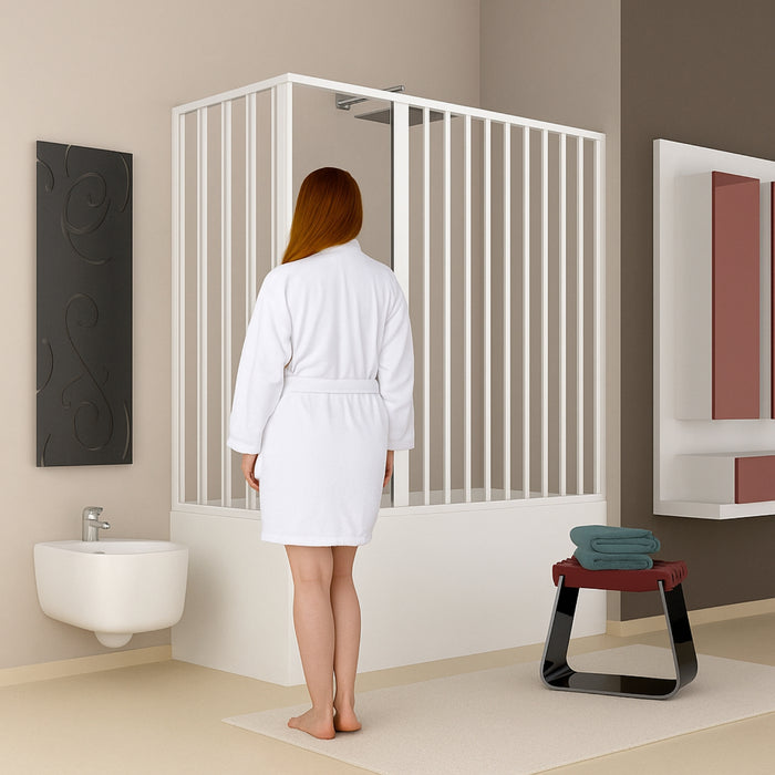 Box vasca estensibile a soffietto in pvc bianco con apertura centrale *** misure 70x160 cm, confezione 1