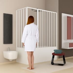 Box vasca estensibile a soffietto in pvc bianco con apertura centrale *** misure 70x170 cm, confezione 1